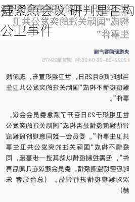 
将
猴痘
召开紧急会议 研判是否构成
突发公卫事件