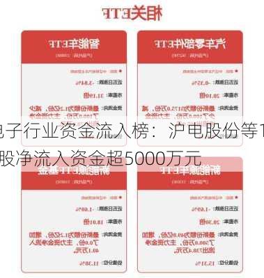 电子行业资金流入榜：沪电股份等12股净流入资金超5000万元