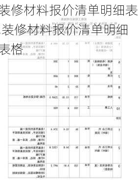 装修材料报价清单明细表,装修材料报价清单明细表格