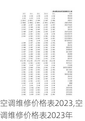 空调维修价格表2023,空调维修价格表2023年