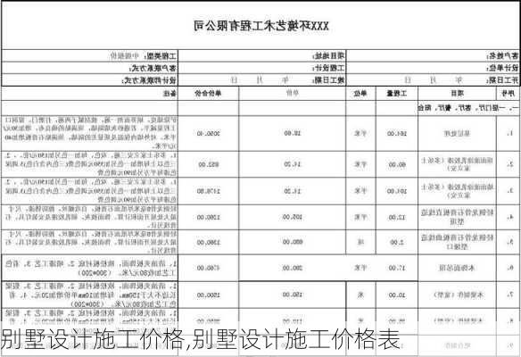 别墅设计施工价格,别墅设计施工价格表