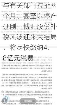 与有关部门拉扯两个月、甚至以停产硬刚！博汇股份补税风波迎来大结局，将尽快缴纳4.8亿元税费