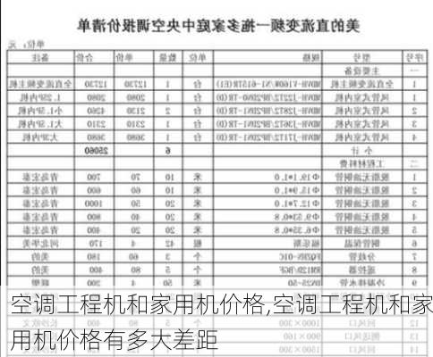 空调工程机和家用机价格,空调工程机和家用机价格有多大差距