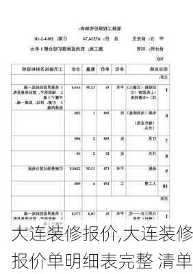 大连装修报价,大连装修报价单明细表完整 清单