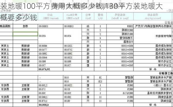 装地暖100平方费用大概多少钱,130平方装地暖大概要多少钱