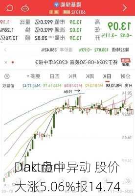 Daktroni
, Inc.盘中异动 股价大涨5.06%报14.74
