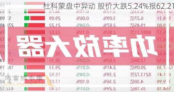 杜科蒙盘中异动 股价大跌5.24%报62.21
