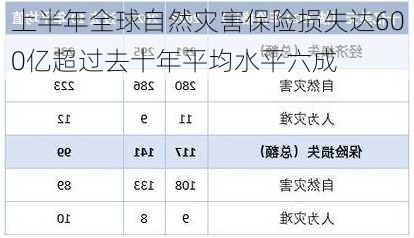 上半年全球自然灾害保险损失达600亿超过去十年平均水平六成