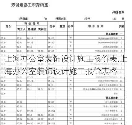 上海办公室装饰设计施工报价表,上海办公室装饰设计施工报价表格