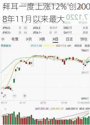 拜耳一度上涨12% 创2008年11月以来最大
