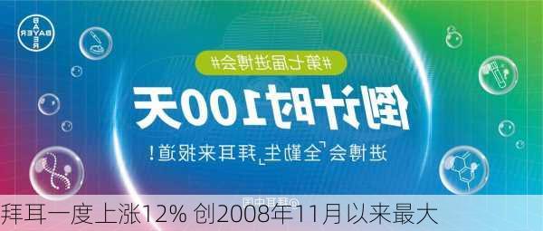 拜耳一度上涨12% 创2008年11月以来最大
