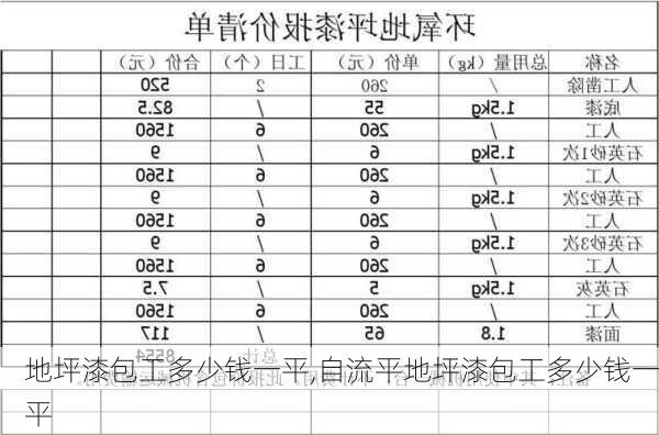 地坪漆包工多少钱一平,自流平地坪漆包工多少钱一平