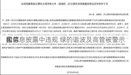 因募
金
和信息披露中违规 绿的谐波及高管被警示