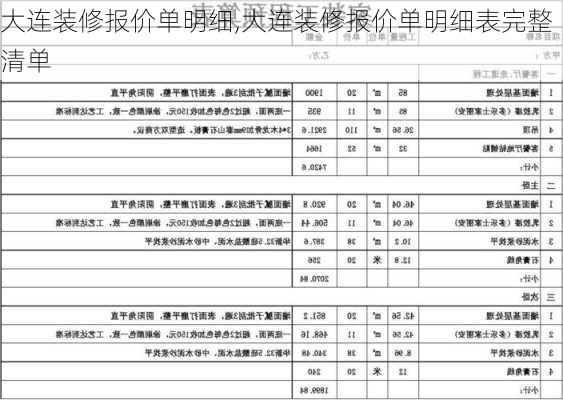 大连装修报价单明细,大连装修报价单明细表完整 清单