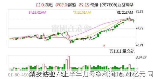 华友钴业：上半年归母净利润16.71亿元 同
减少19.87%