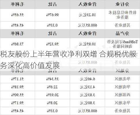 税友股份上半年营收净利双增 合规税优服务深化高价值发展