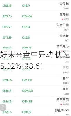 好未来盘中异动 快速下挫5.02%报8.61
