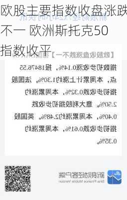 欧股主要指数收盘涨跌不一 欧洲斯托克50指数收平