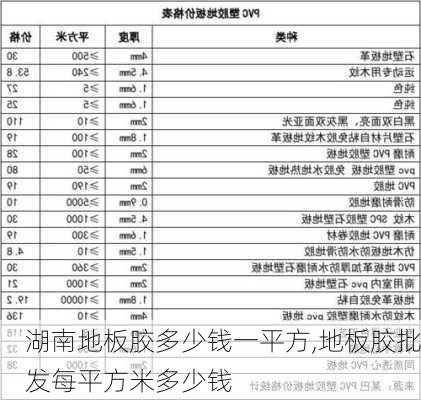 湖南地板胶多少钱一平方,地板胶批发每平方米多少钱