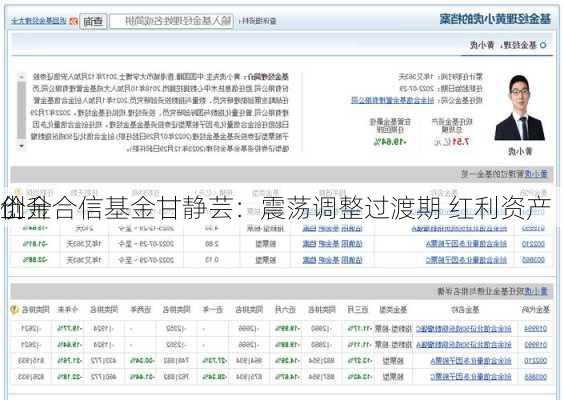 创金合信基金甘静芸：震荡调整过渡期 红利资产
价
上升