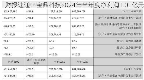 财报速递：宝鼎科技2024年半年度净利润1.01亿元