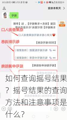 如何查询摇号结果？摇号结果的查询方法和注意事项是什么？