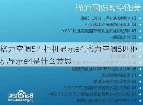 格力空调5匹柜机显示e4,格力空调5匹柜机显示e4是什么意思