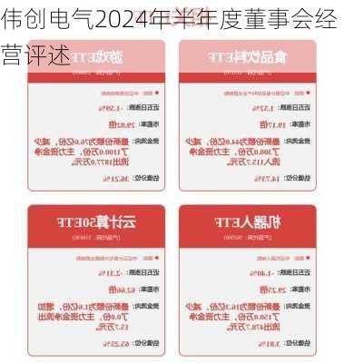 伟创电气2024年半年度董事会经营评述