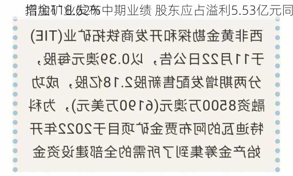 招金矿业发布中期业绩 股东应占溢利5.53亿元同
增加118.62%