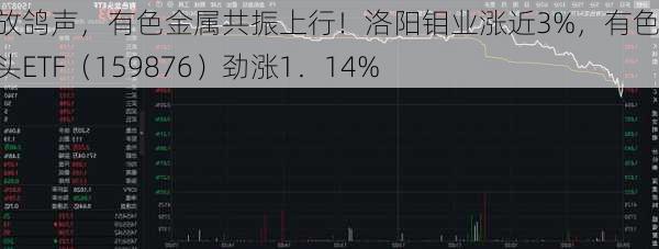 美
大放鸽声，有色金属共振上行！洛阳钼业涨近3%，有色龙头ETF（159876）劲涨1．14%