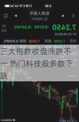 
三大指数收盘涨跌不一 热门科技股多数下跌