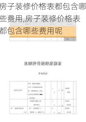 房子装修价格表都包含哪些费用,房子装修价格表都包含哪些费用呢