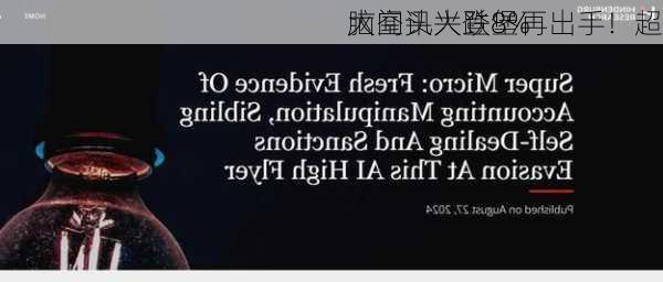 大空头兴登堡再出手！超
脑闻讯大跌8%