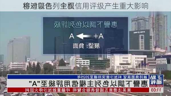 穆迪警告：全面
将对以色列主权信用评级产生重大影响