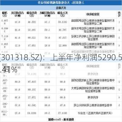 维海德(301318.SZ)：上半年净利润5290.58万元，同
增长14.41%