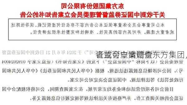 证监会立案调查东方集团，
者或可申请赔偿