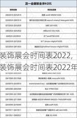 装饰展会时间表2022,装饰展会时间表2022年