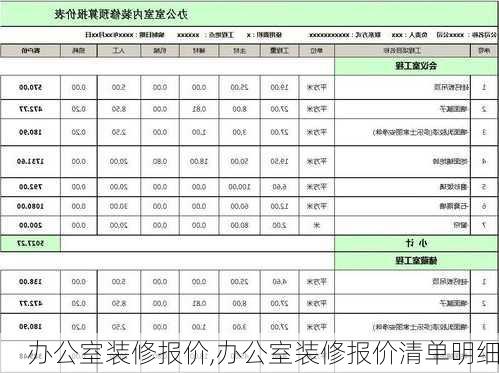 办公室装修报价,办公室装修报价清单明细