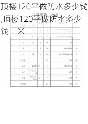 顶楼120平做防水多少钱,顶楼120平做防水多少钱一米