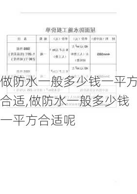 做防水一般多少钱一平方合适,做防水一般多少钱一平方合适呢