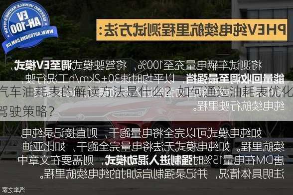 汽车油耗表的解读方法是什么？如何通过油耗表优化驾驶策略？