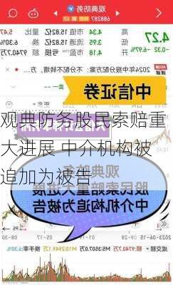 观典防务股民索赔重大进展 中介机构被追加为被告