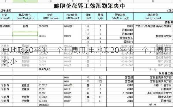 电地暖20平米一个月费用,电地暖20平米一个月费用多少