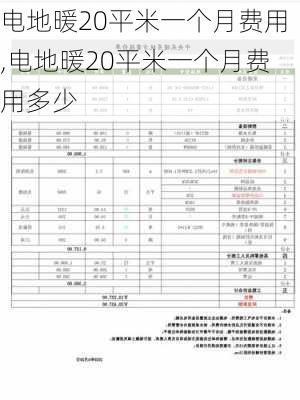 电地暖20平米一个月费用,电地暖20平米一个月费用多少