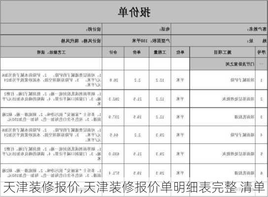 天津装修报价,天津装修报价单明细表完整 清单