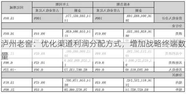 泸州老窖：优化渠道利润分配方式，增加战略终端数量