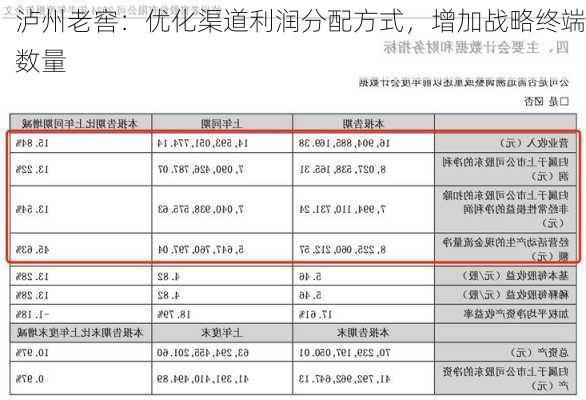 泸州老窖：优化渠道利润分配方式，增加战略终端数量