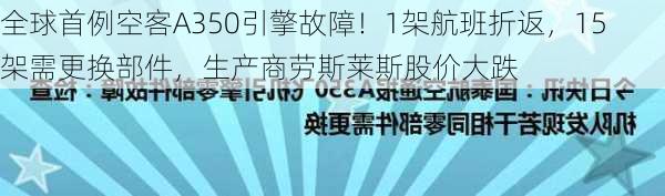 全球首例空客A350引擎故障！1架航班折返，15架需更换部件，生产商劳斯莱斯股价大跌