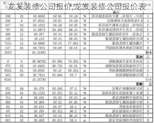 龙发装修公司报价,龙发装修公司报价表