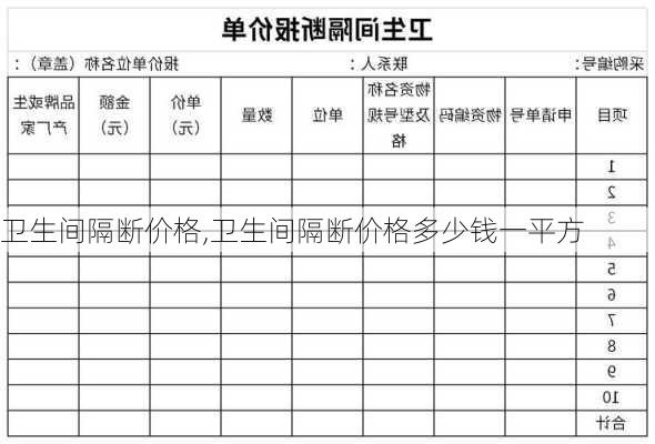 卫生间隔断价格,卫生间隔断价格多少钱一平方